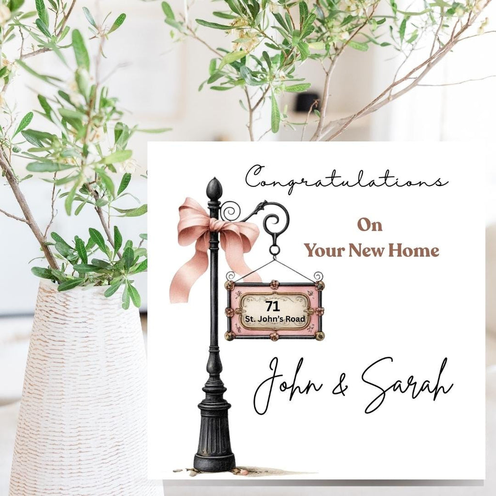 Personalized New Home Congratulations Card, Housewarming Gift, Custom Address And Name