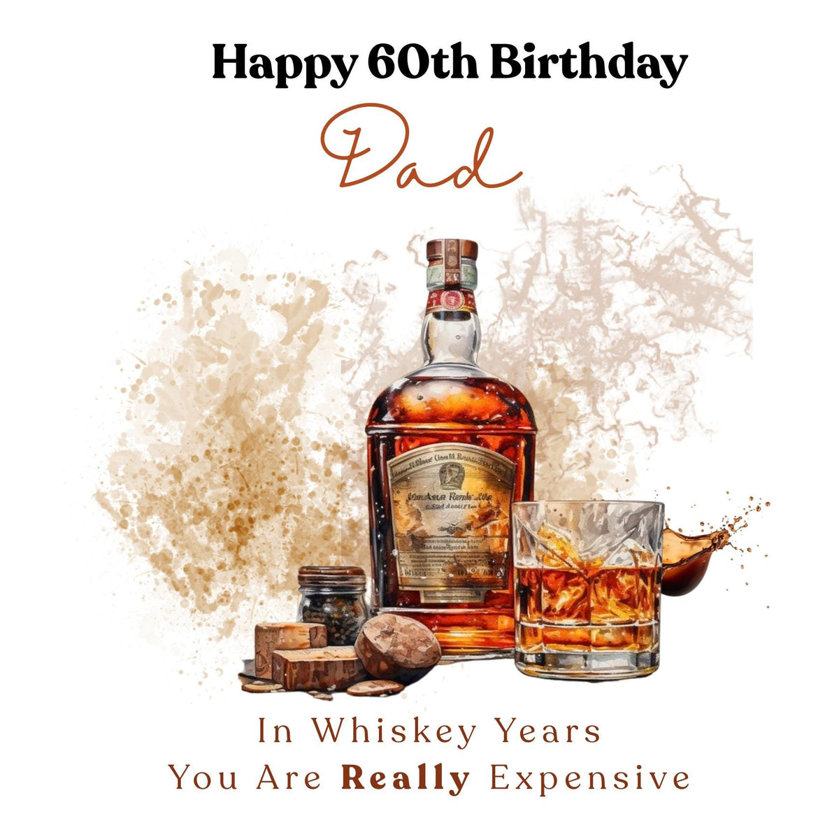 Personalized Funny 60th Birthday Card For Husband, Dad, Grandpa - Whiskey Lover Card
