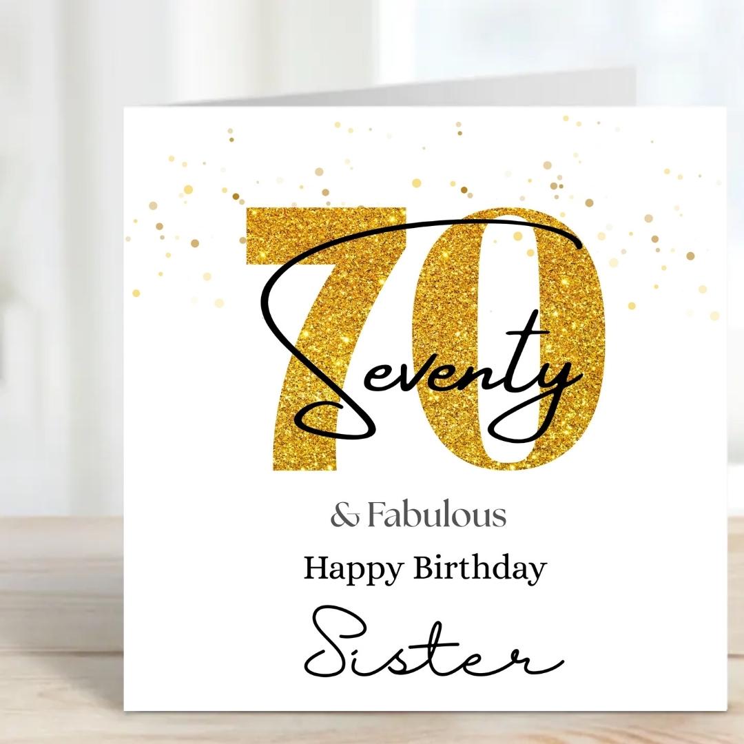 Personalized 70th Birthday Card For Dad, Big Gold Number Seventy, Keepsake Milestone