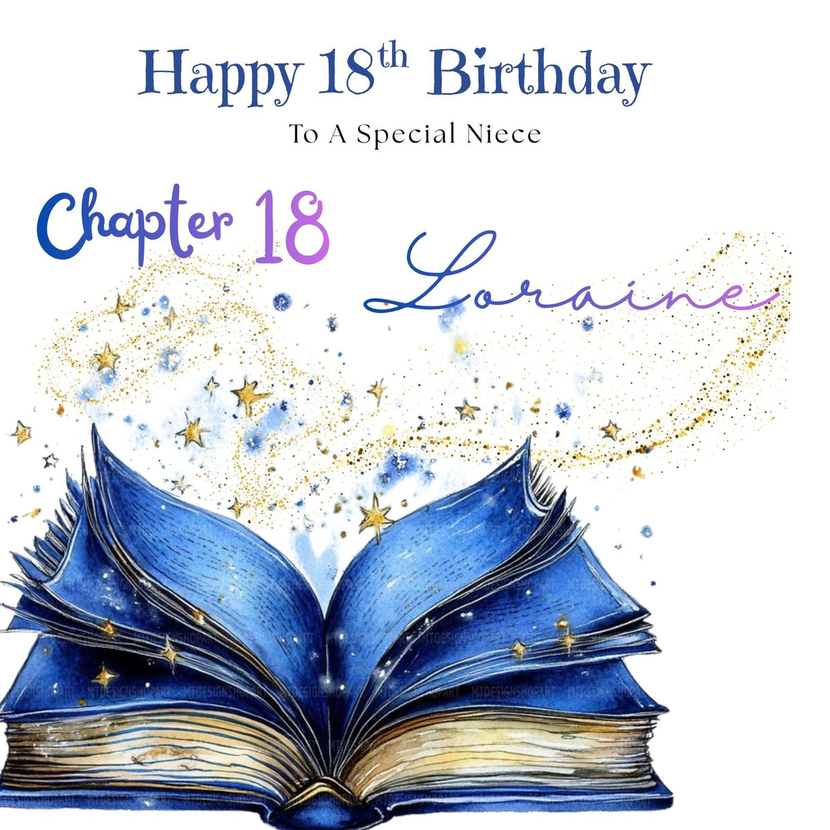 Personalized Chapter 18 Birthday Card, Daughter, Sister, Friend, Book Magical Floral Sparkly Design