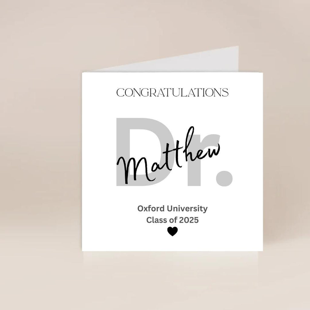 Personalized Doctor Graduation Card | Modern Minimalist Design