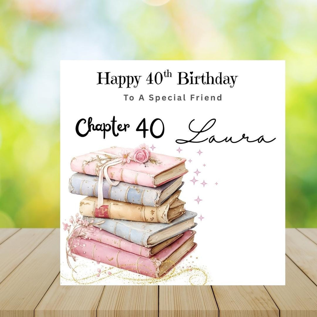 Personalized 40th Birthday Card For Sister, Chapter 40 Book Floral Design Cards