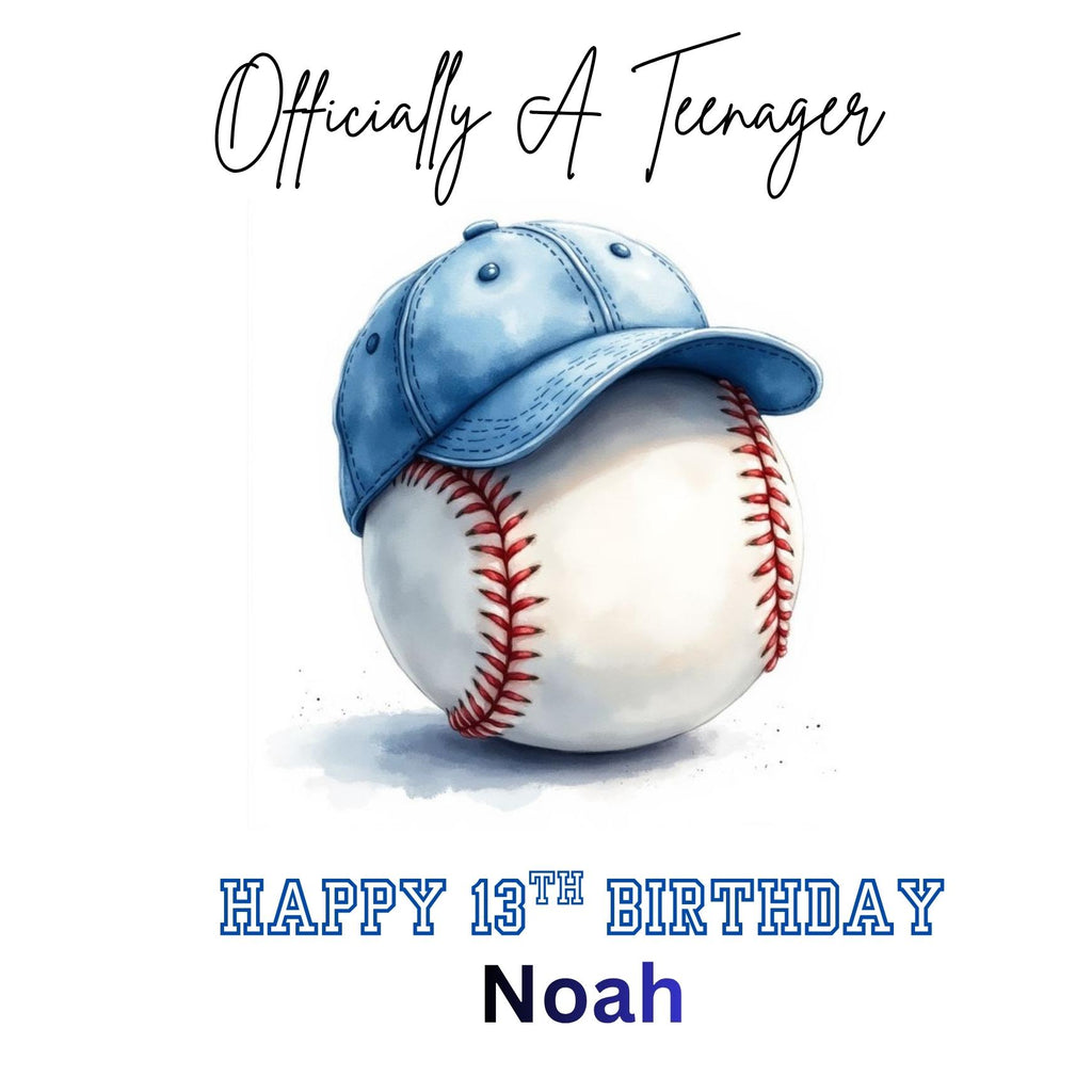 Personalized Baseball Birthday Card, Funny Teenager 13th, Son Grandson Nephew
