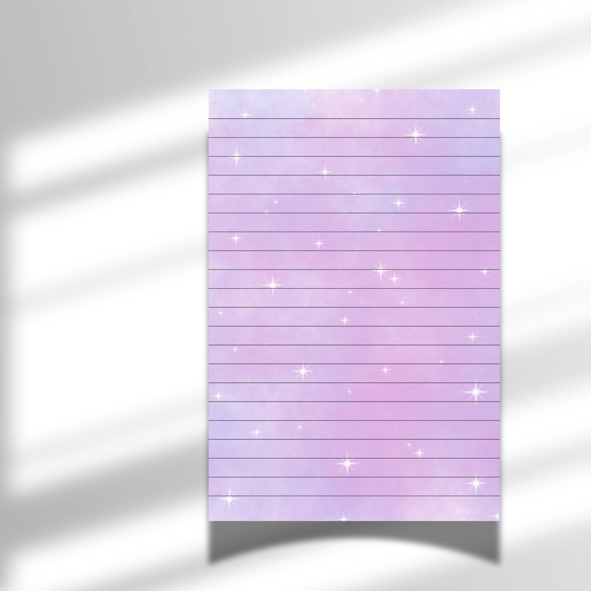 A5 notebook Purple and pink pastel lined with sparkles, Kawaii Stationery, Tear-Off Planner