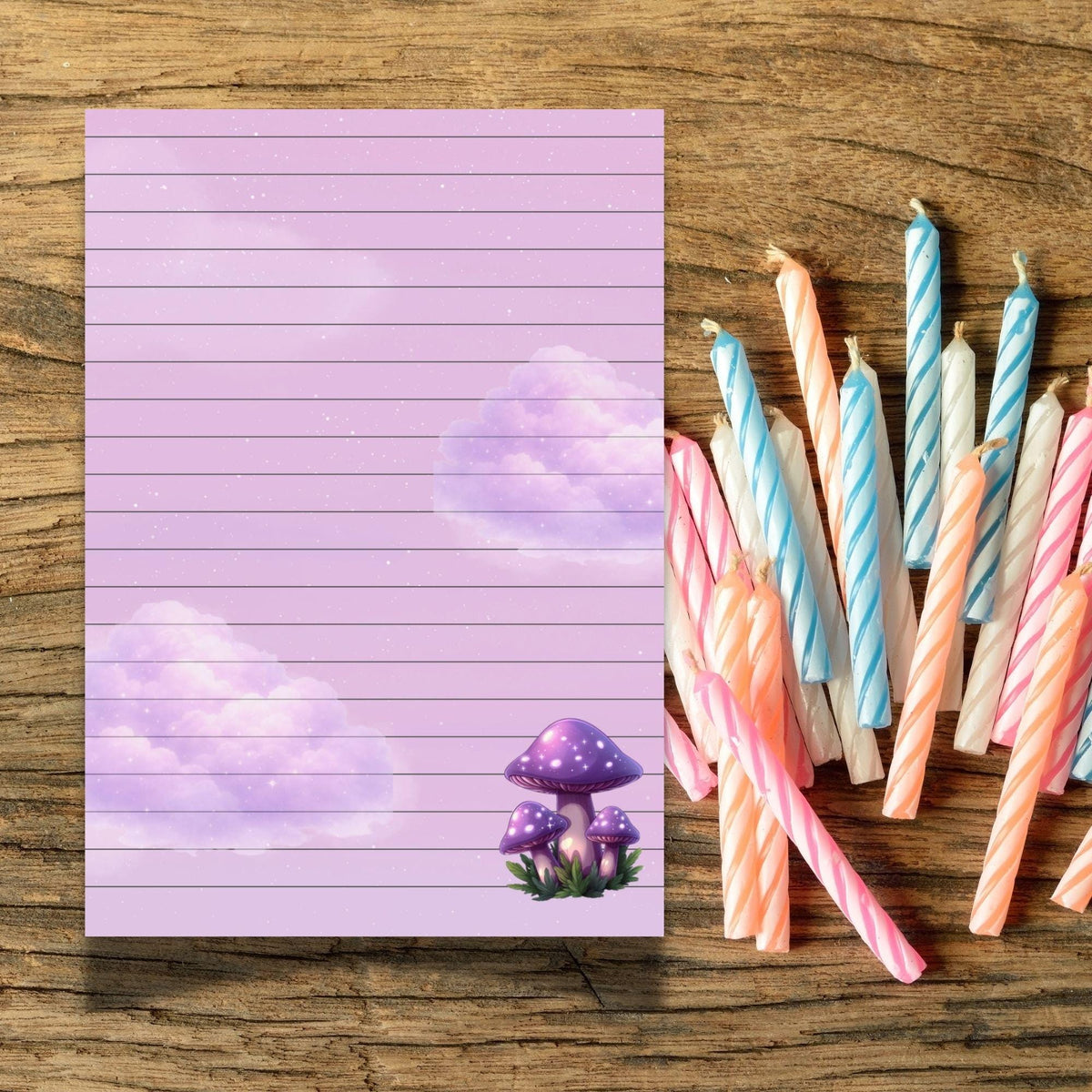 A5 notebook Purple pastel shade lined with sparkles, Kawaii Stationery, 40 Tear-Off Planner Pages
