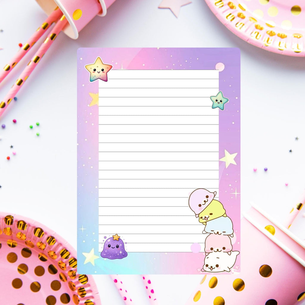 A6 Kids Notepad, Colourful Kawaii Animals, 40 Tear-Off Planner Pages