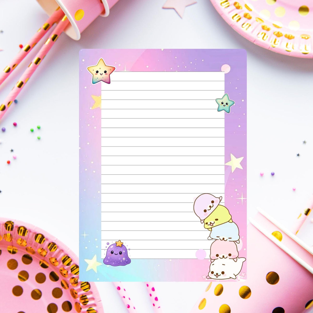 A6 Kids Notepad, Colourful Kawaii Animals, 40 Tear-Off Planner Pages