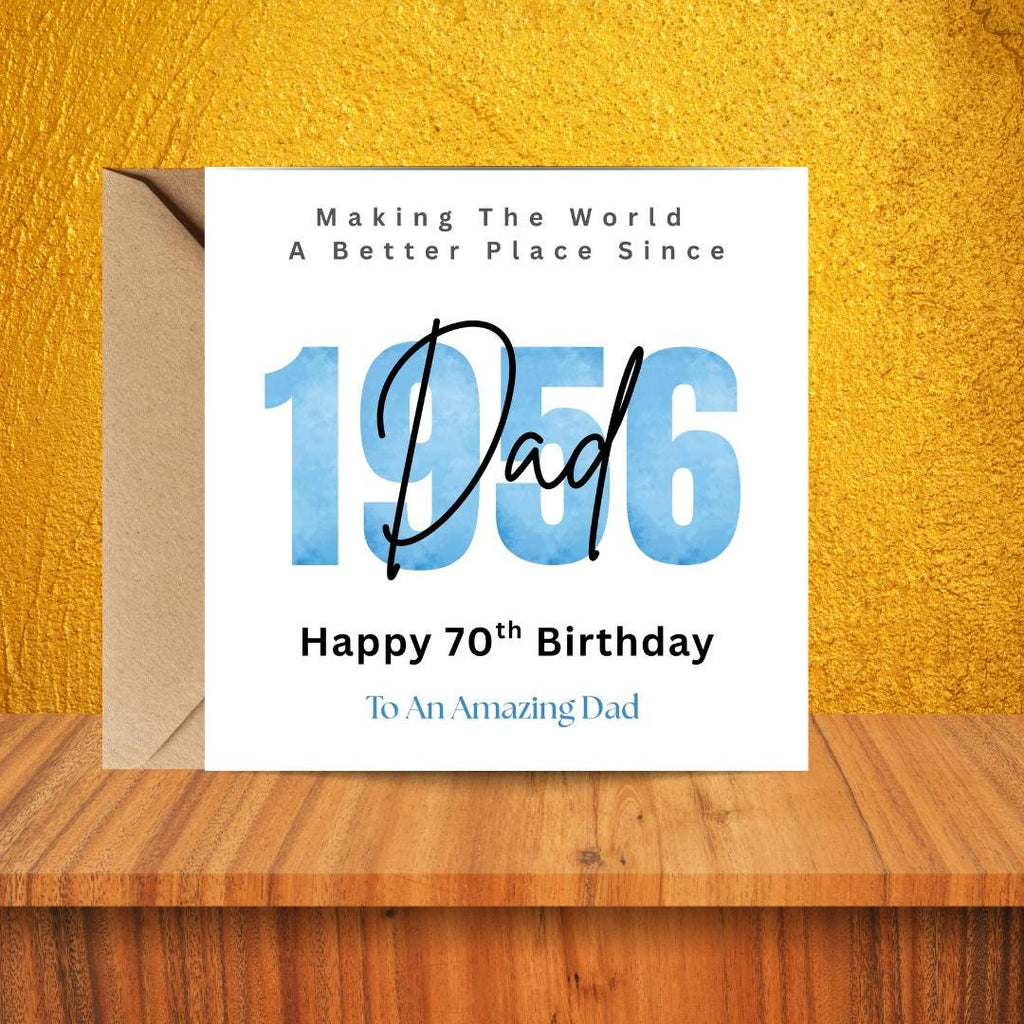 Personalized 70th Birthday Card For Dad, Funny Birth Year Custom Name Greetings For Men
