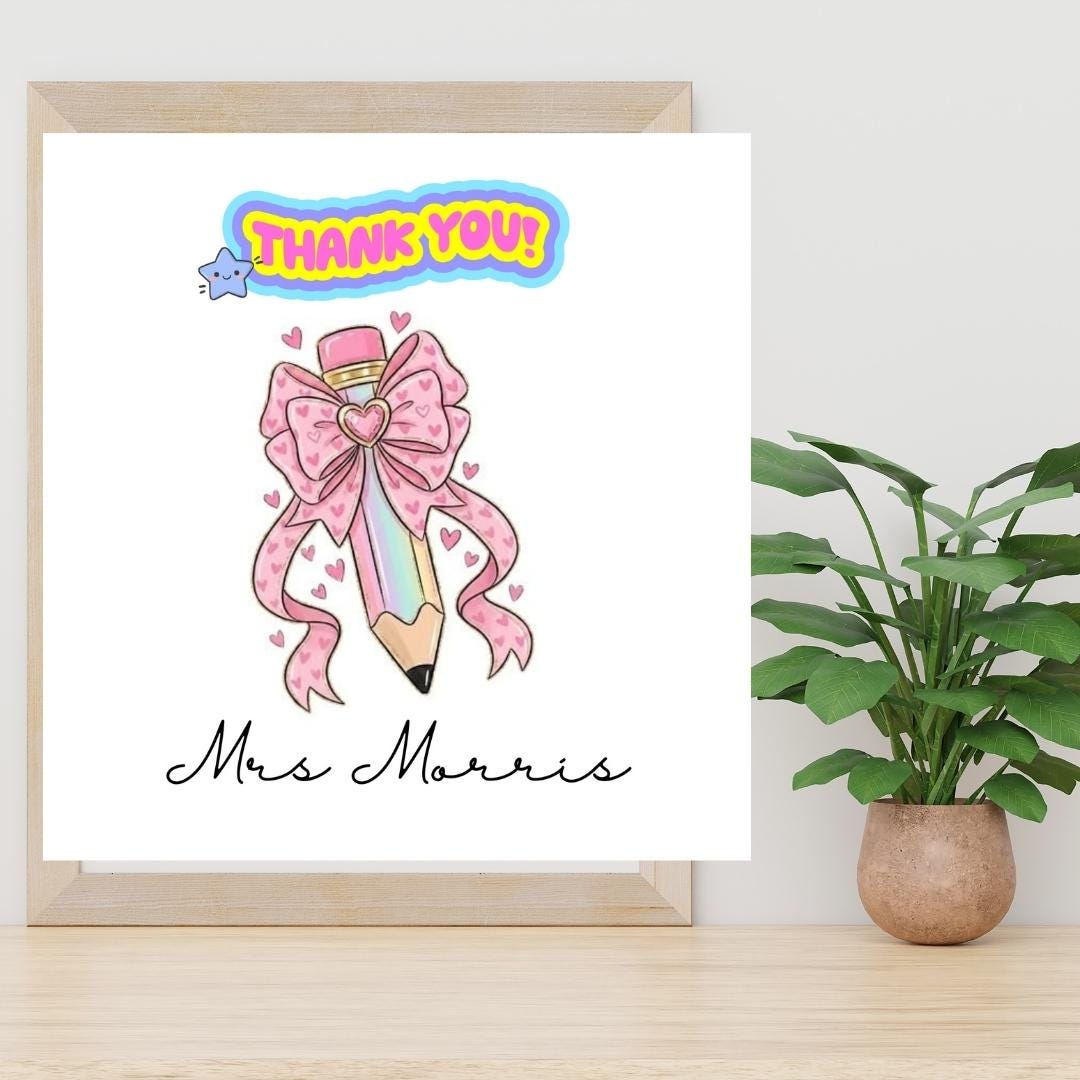 Personalized Thank You Card for Teacher Keyworker Teaching Assistant Childminder School Nursery