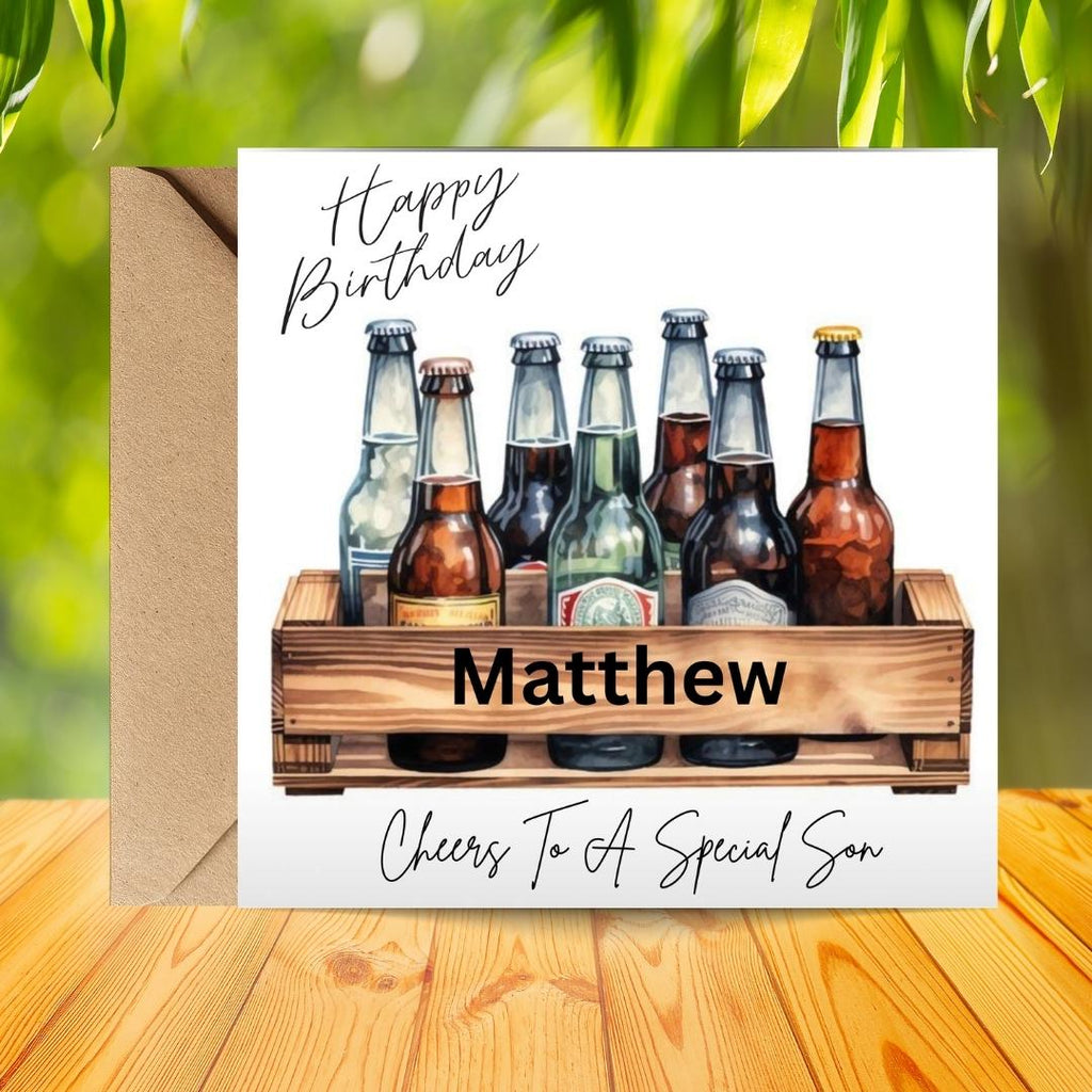 Personalized Beer Birthday Card for Men, Custom Name Brother In Law, Son InLaw Cards
