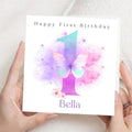 Personalized 1st Birthday Card For Granddaughter, Rainbow Butterfly Floral Design Age Birthday Cards