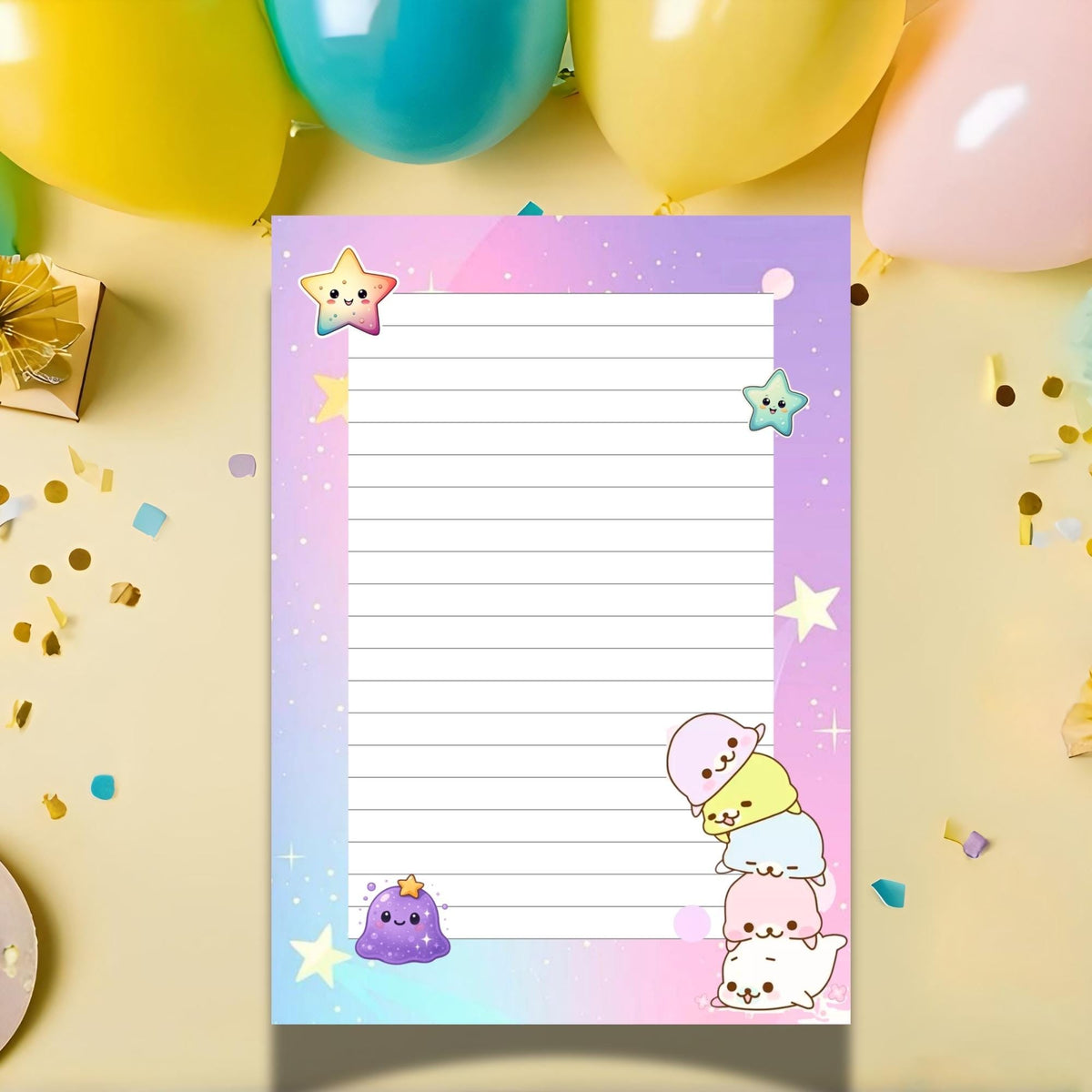 A6 Kids Notepad, Colourful Kawaii Animals, 40 Tear-Off Planner Pages