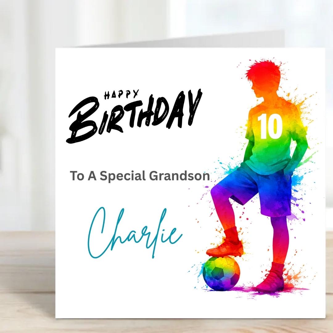 Personalized Football Birthday Card for Grandson, Nephew, Brother, Friend