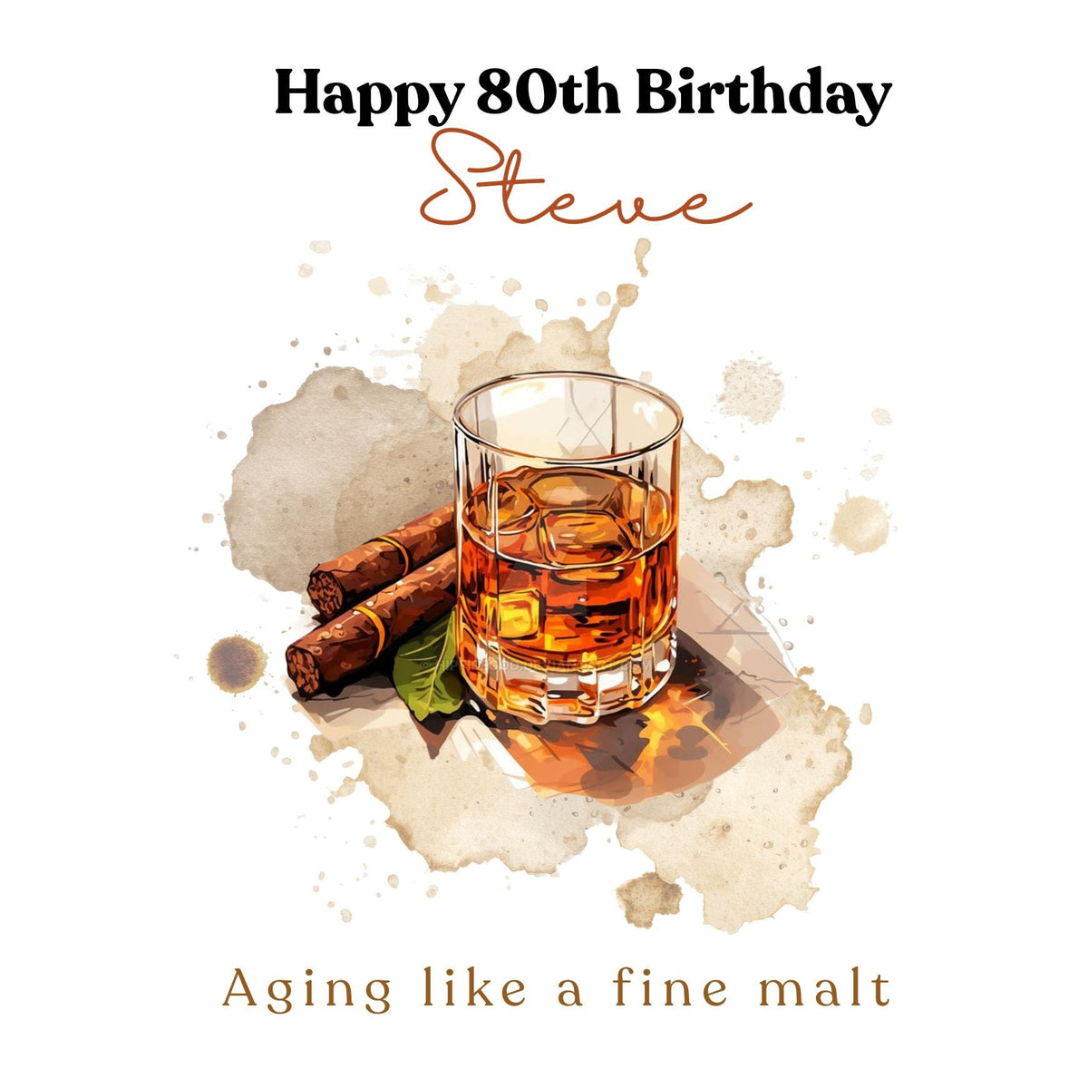 Personalized 80th Birthday Card, Whiskey Lover Funny Card for Husband, Dad, Grandpa