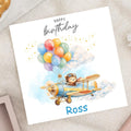 Personalized Plane Birthday Card, Kids Name Card