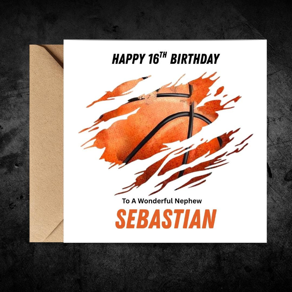 Personalized 16th Birthday Card For Brother, Basketball, Slam Dunk, Custom Name, Age 16