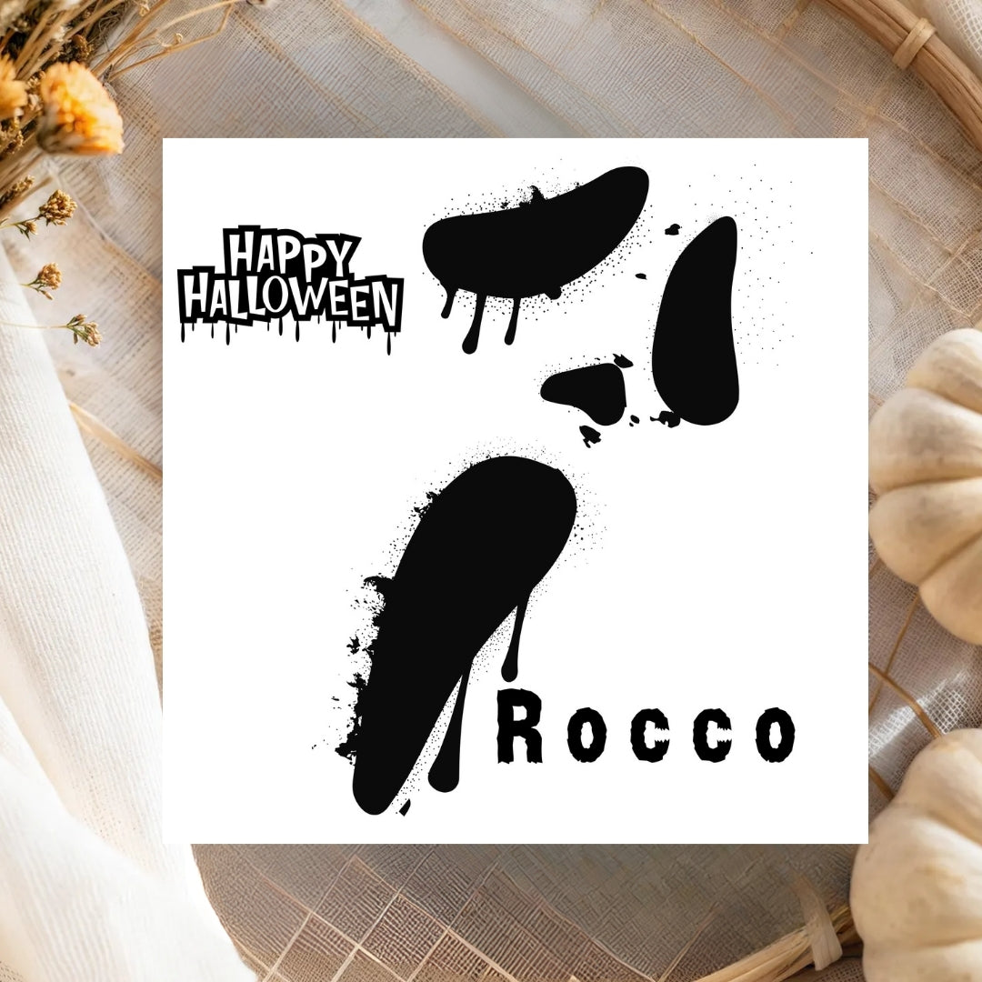 Spooky Halloween Card Personalised With Name, Scary Face Ghost Greetings