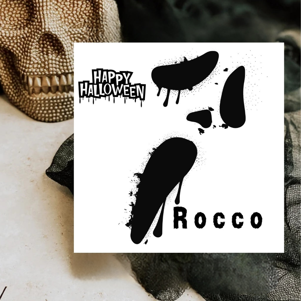 Spooky Halloween Card Personalised With Name, Scary Face Ghost Greetings