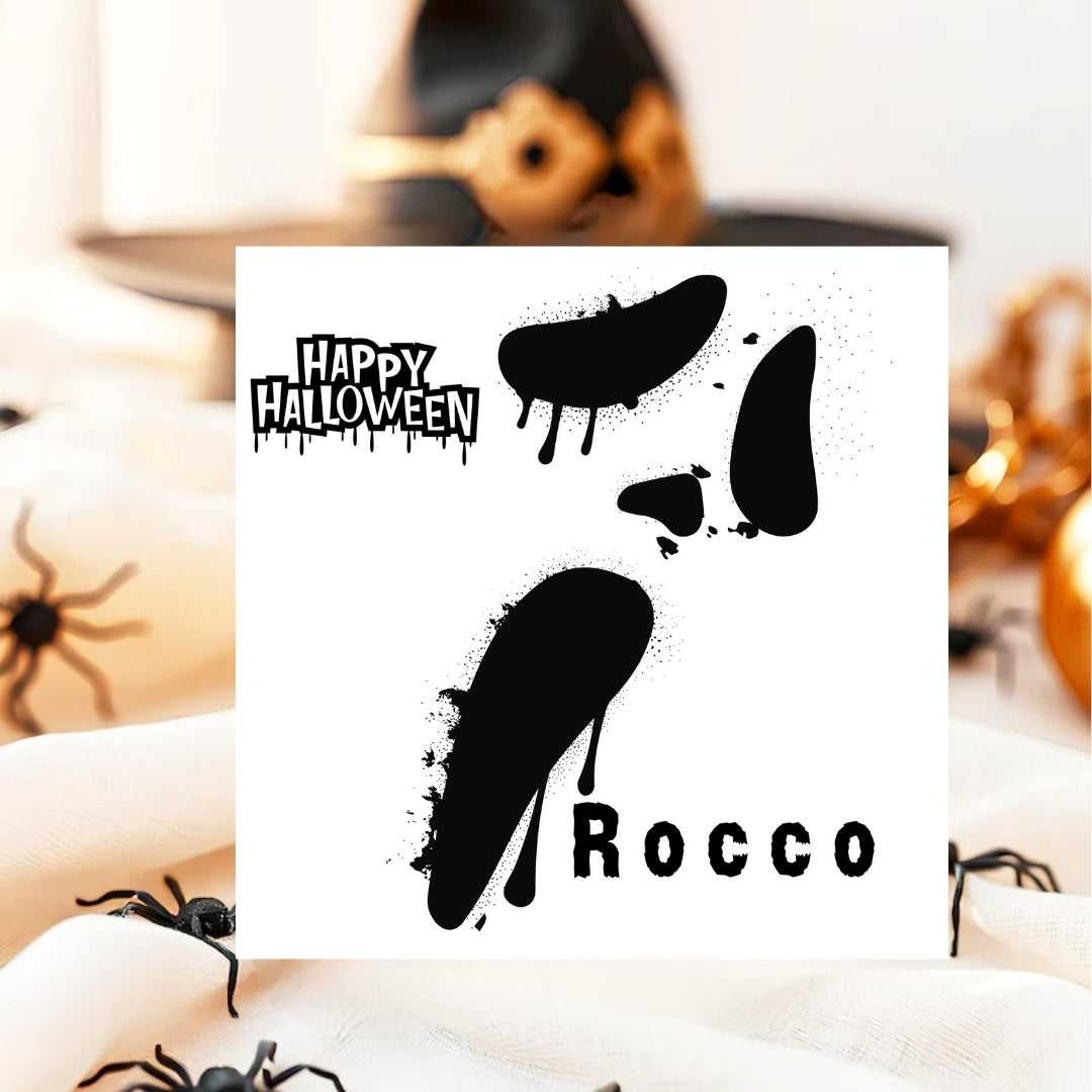 Spooky Halloween Card Personalised With Name, Scary Face Ghost Greetings