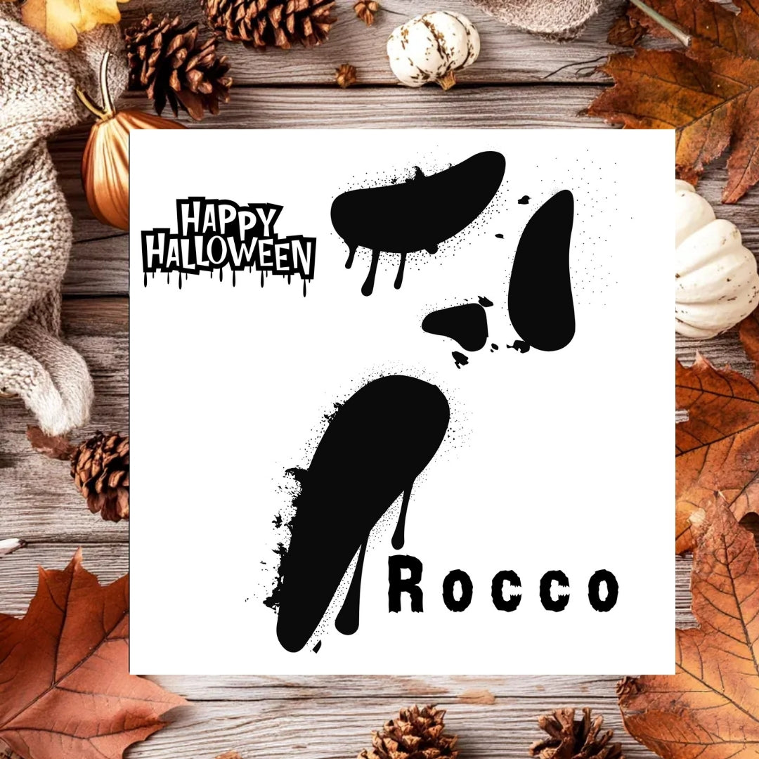Spooky Halloween Card Personalised With Name, Scary Face Ghost Greetings