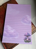 A5 notebook Purple pastel shade lined with sparkles, Kawaii Stationery, 40 Tear-Off Planner Pages