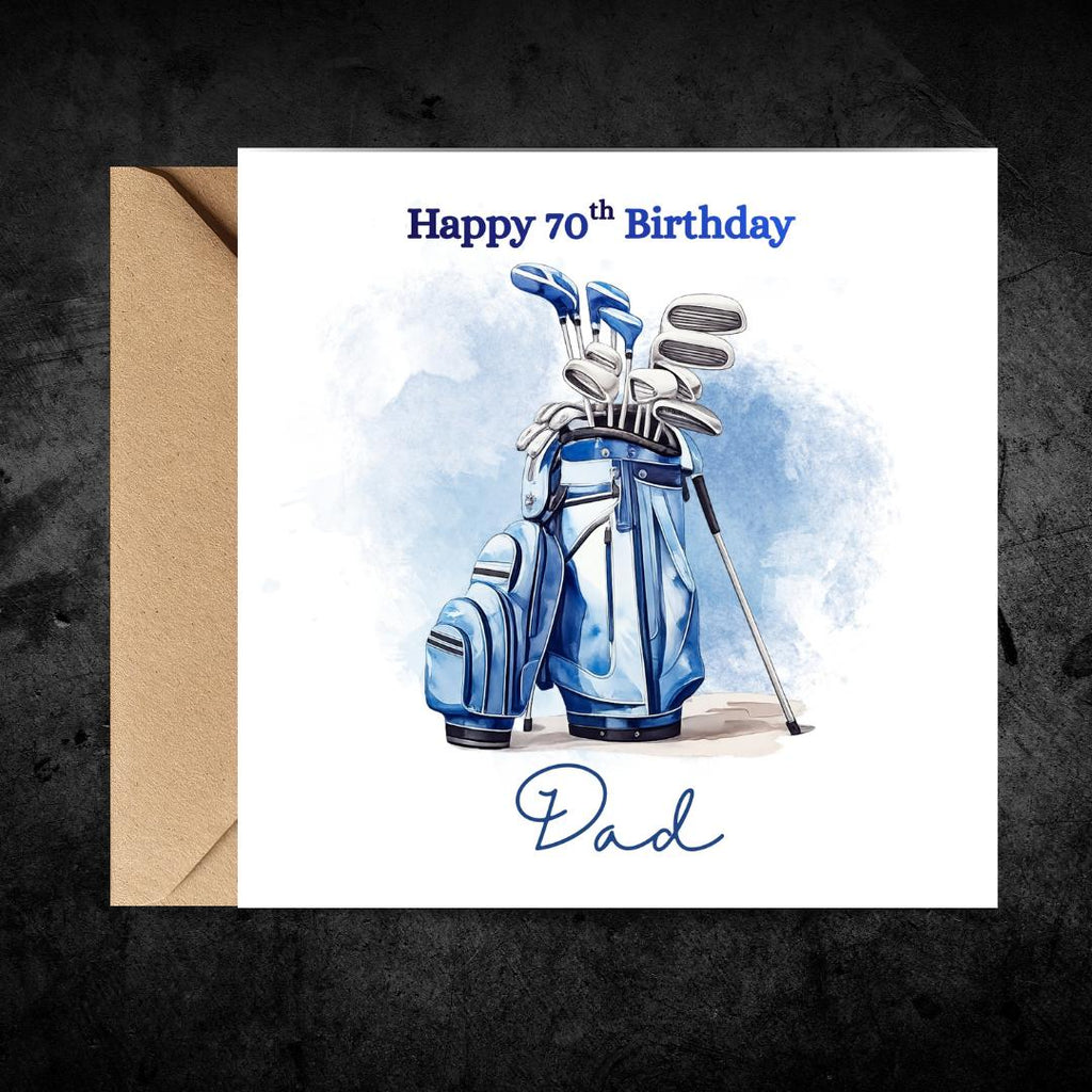 Personalised 70th Birthday Card For Husband, Golf Theme Custom Name Cards for Him