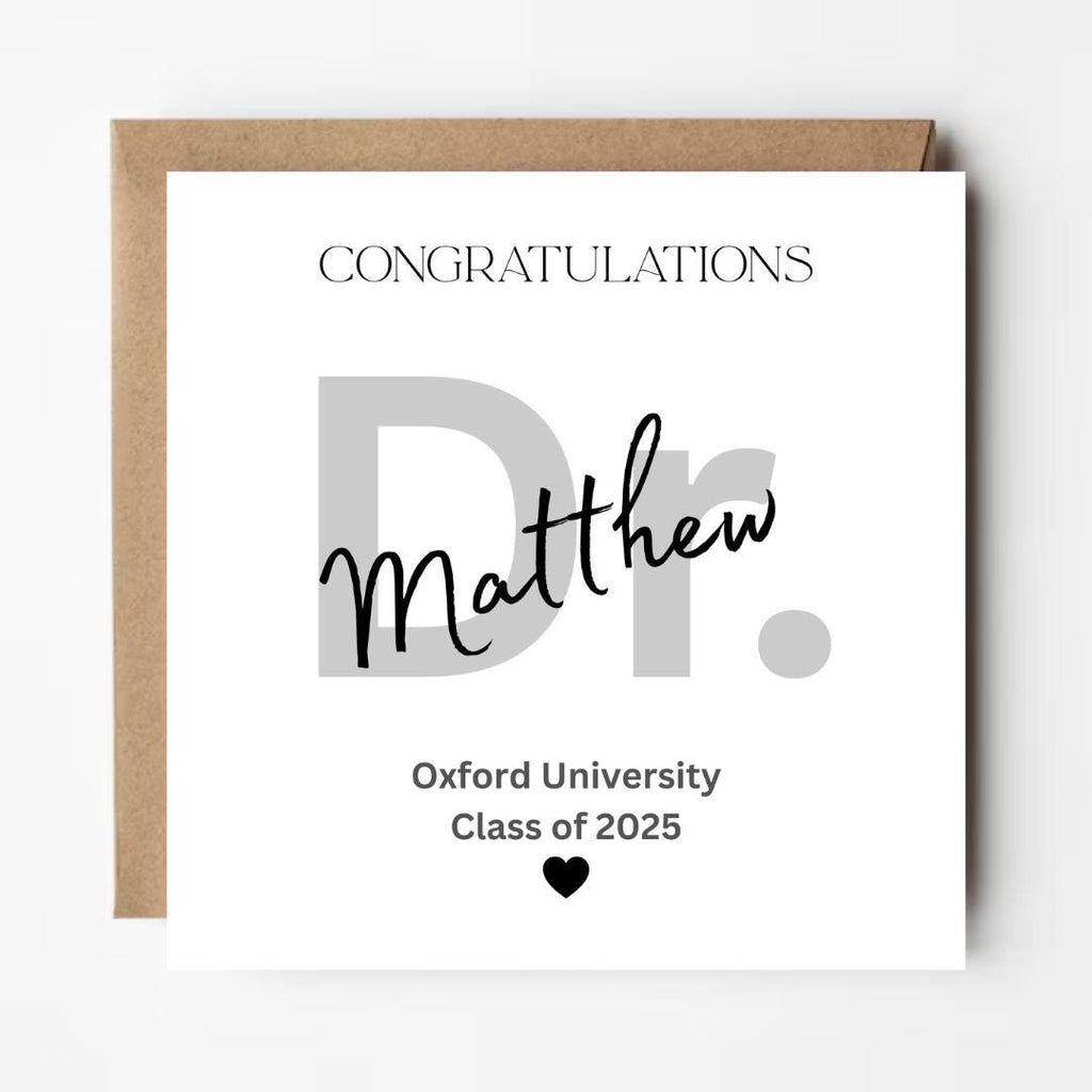 Personalized Doctor Graduation Card | Modern Minimalist Design
