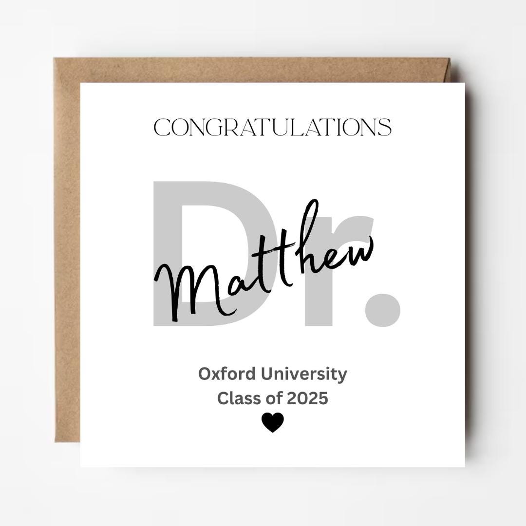 Personalized Doctor Graduation Card | Modern Minimalist Design