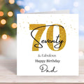 Personalized 70th Birthday Card For Dad, Big Gold Number Seventy, Keepsake Milestone