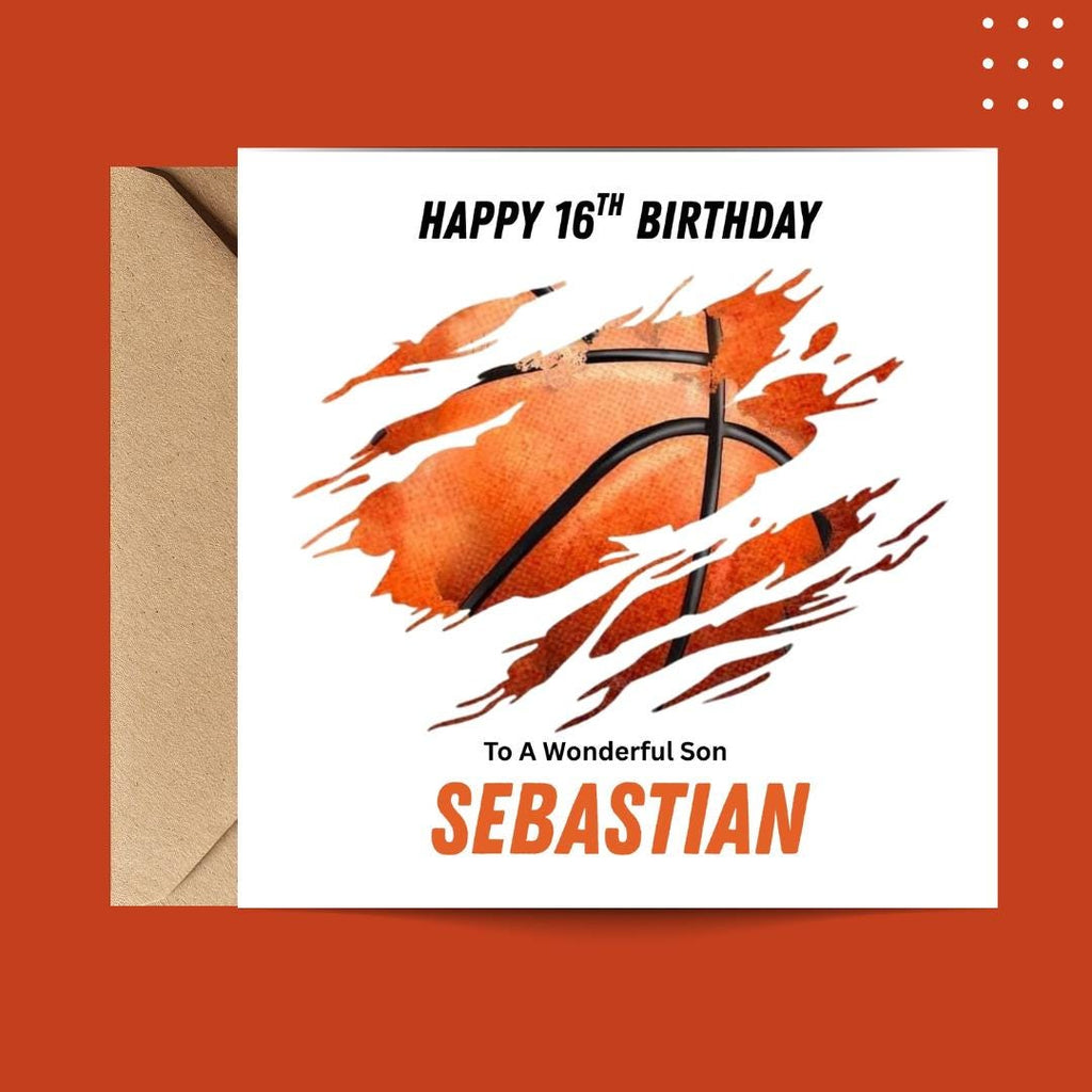 Personalized 16th Birthday Card For Brother, Basketball, Slam Dunk, Custom Name, Age 16