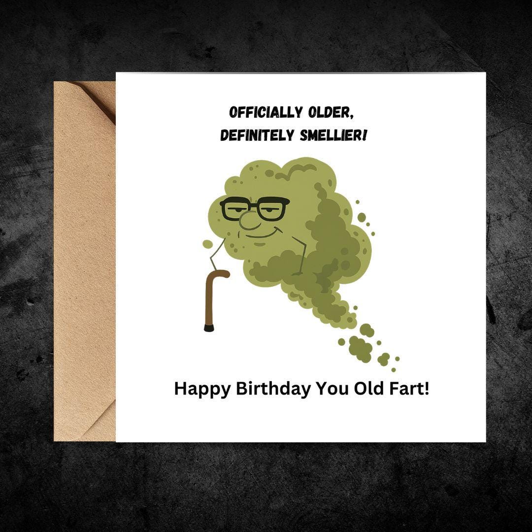 Rude Birthday Card For Husband, Humorous Birthday Cards For Him, Getting Older Card