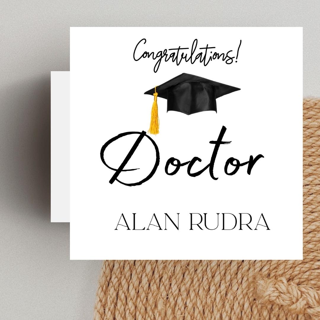 Doctor Graduate Card | Personalized Name Card | Medical School Graduation | Blank or Printed Inside Option