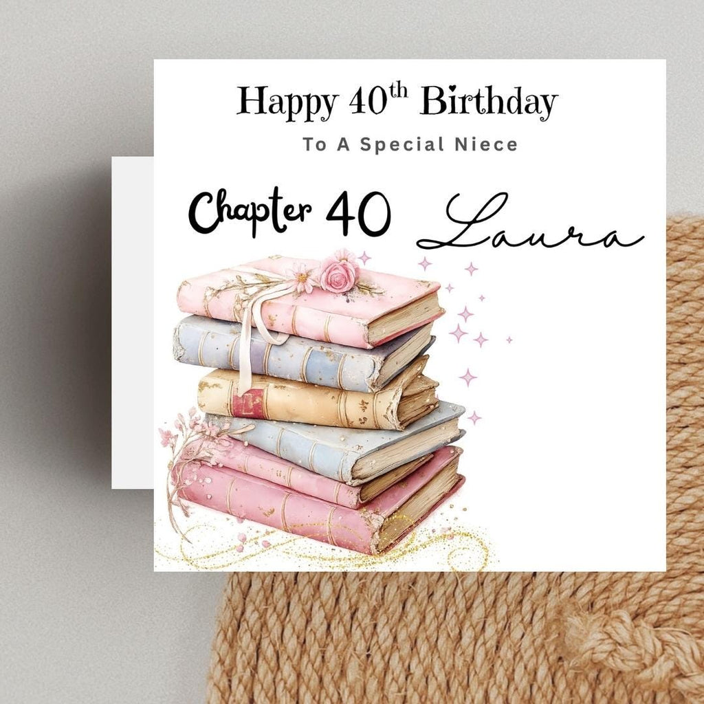 Personalized 40th Birthday Card For Sister, Chapter 40 Book Floral Design Cards