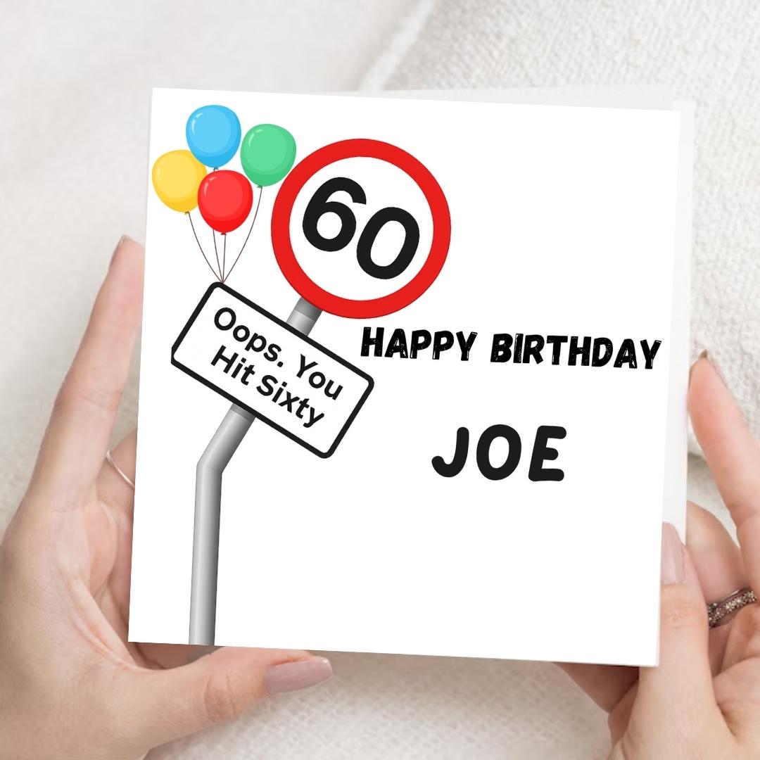 Funny Personalised 60th Birthday Card For Him And Her, Custom Name Unisex Milestone Birthday Cards