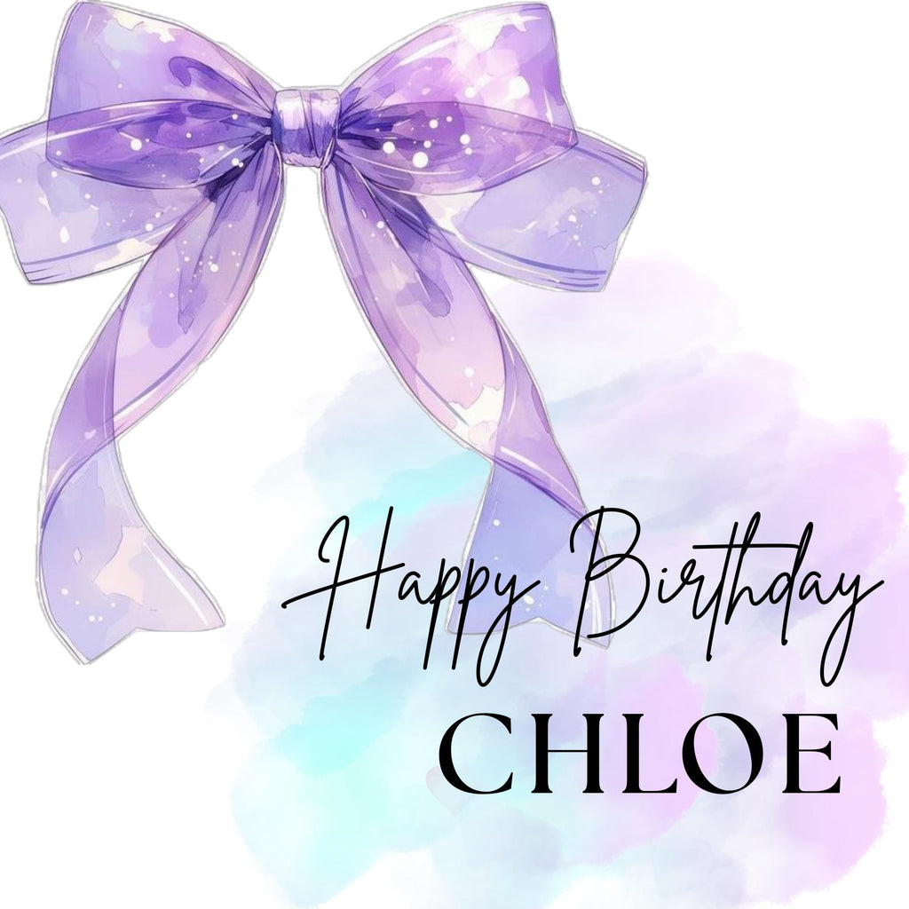 Personalized Coquette Bow Birthday Card, Elegant Purple Design, Custom Name Birthday Gift For Her