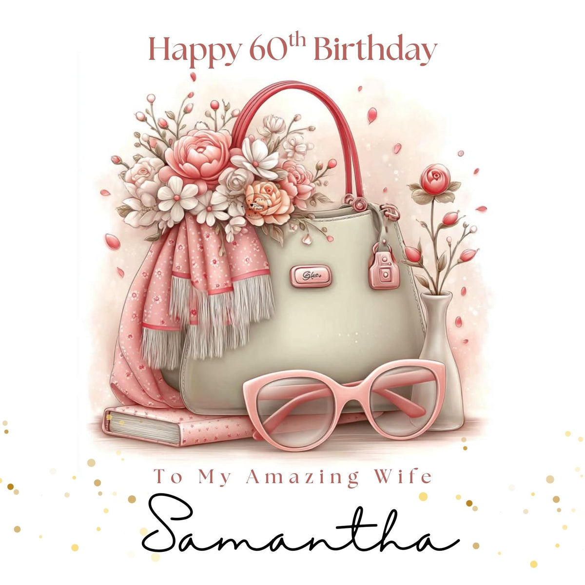 Personalized 60th Birthday Card For Wife, Mum, Grandmother, Custom Name Elegant 60th Cards
