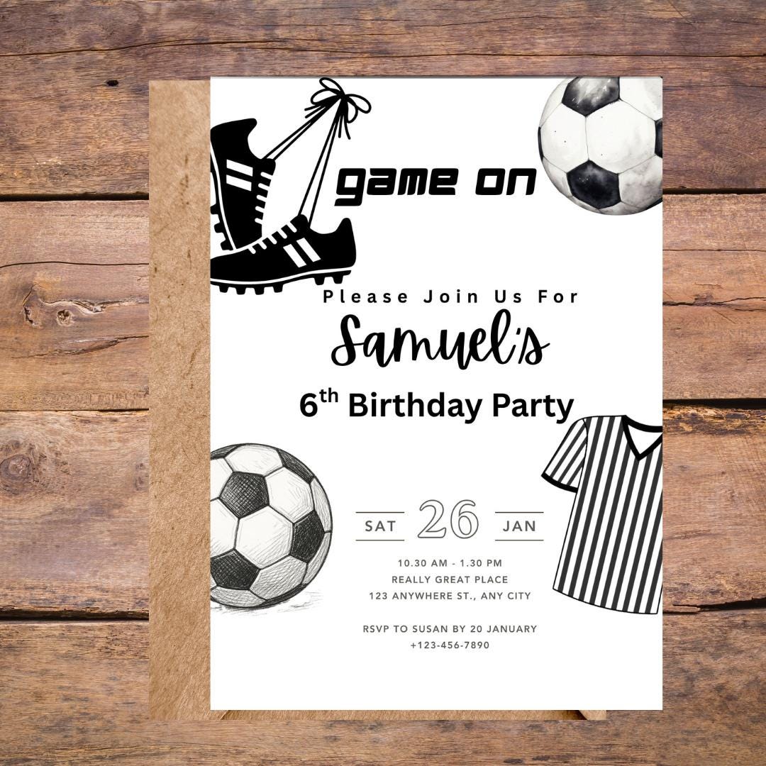 Football Birthday Invitation, Editable Soccer Birthday Invite Digital Download, Sports Party Invitation Instant Download Canva Template