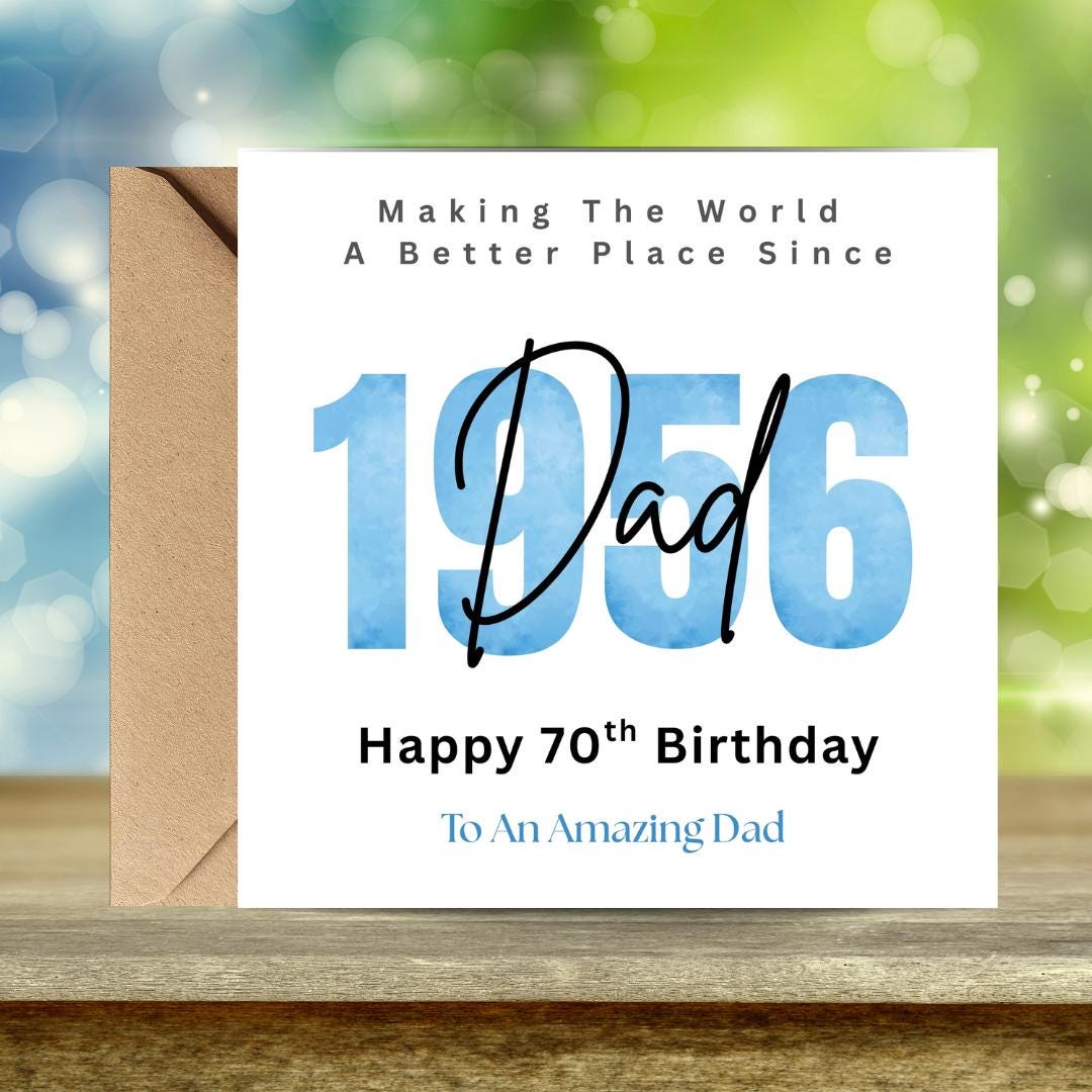 Personalized 70th Birthday Card For Dad, Funny Birth Year Custom Name Greetings For Men
