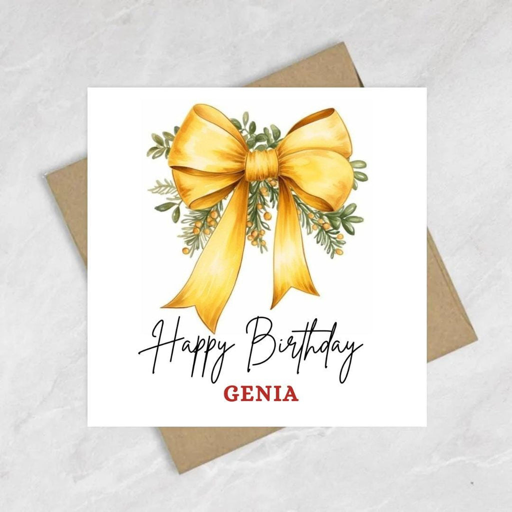 Coquette Bow Birthday Card: Personalized card for girls
