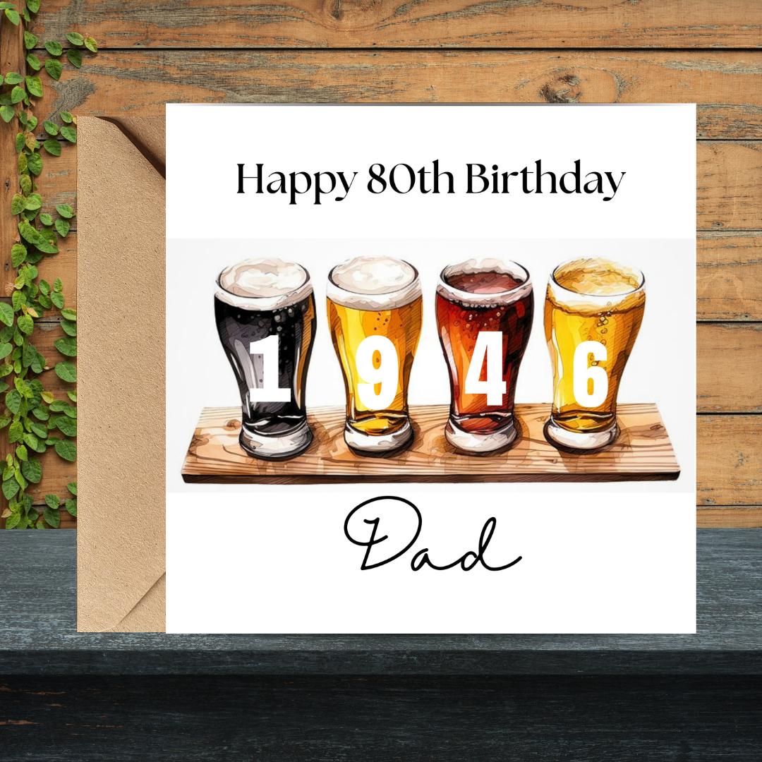 Personalized 80th Birthday Card For Grandad, Funny Birth Year Custom Name Greetings For Men