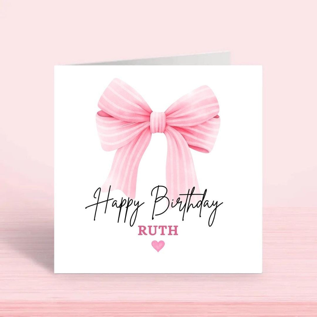 Coquette Bow Birthday Card: Personalized card for girls