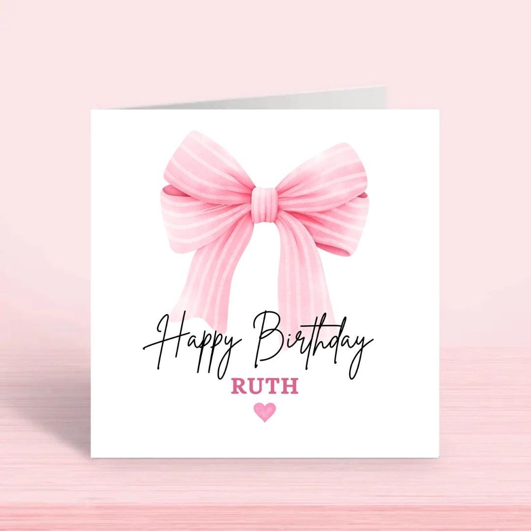Coquette Bow Birthday Card: Personalized card for girls