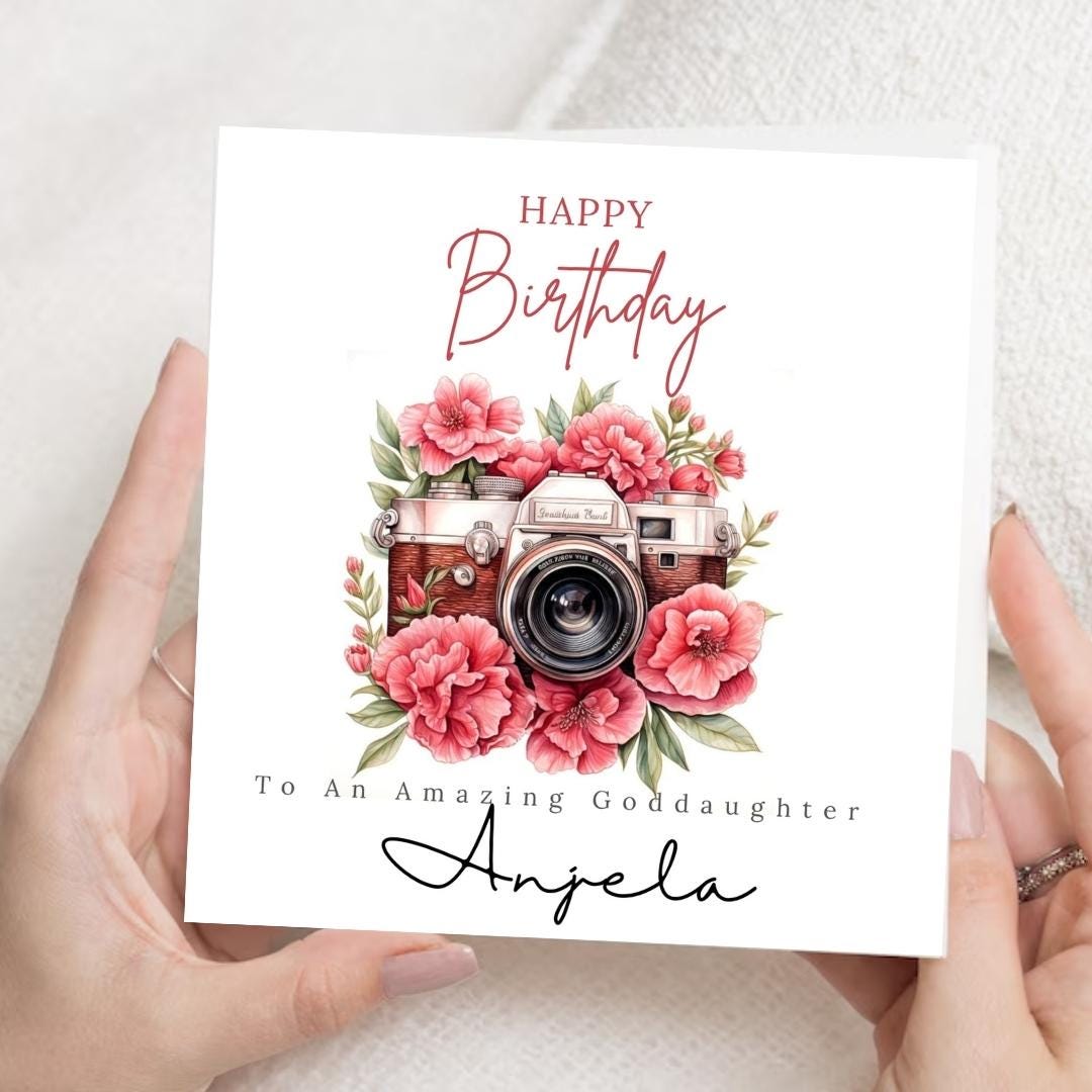 Personalised Birthday Card For Photographer Daughter Granddaughter Friend, DSLR Camera Minimalist Cards