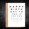 Funny Eye Test Birthday Card, Humor Birthday Card For Grandad Dad Mum