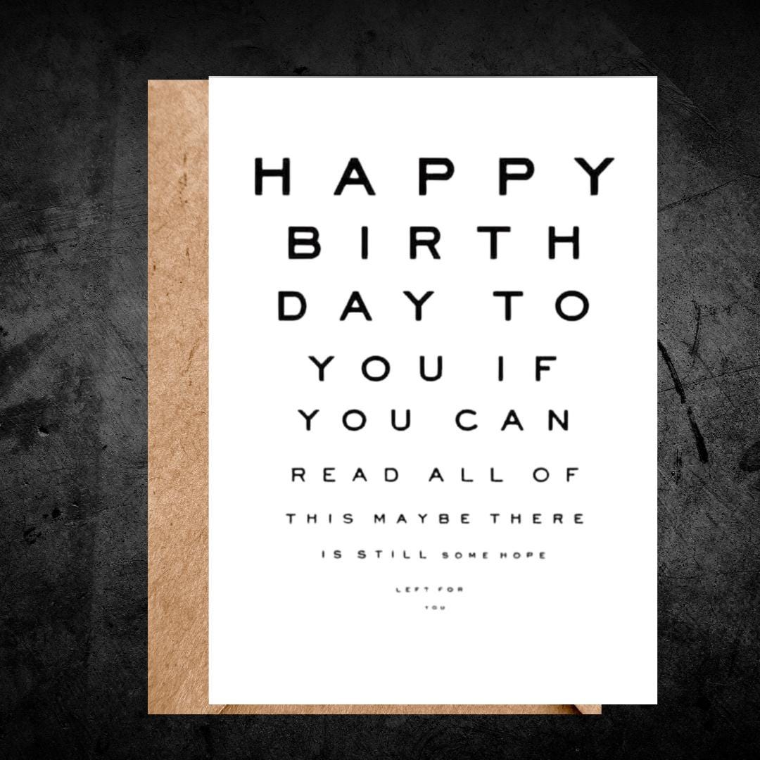 Funny Eye Test Birthday Card, Humor Birthday Card For Grandad Dad Mum