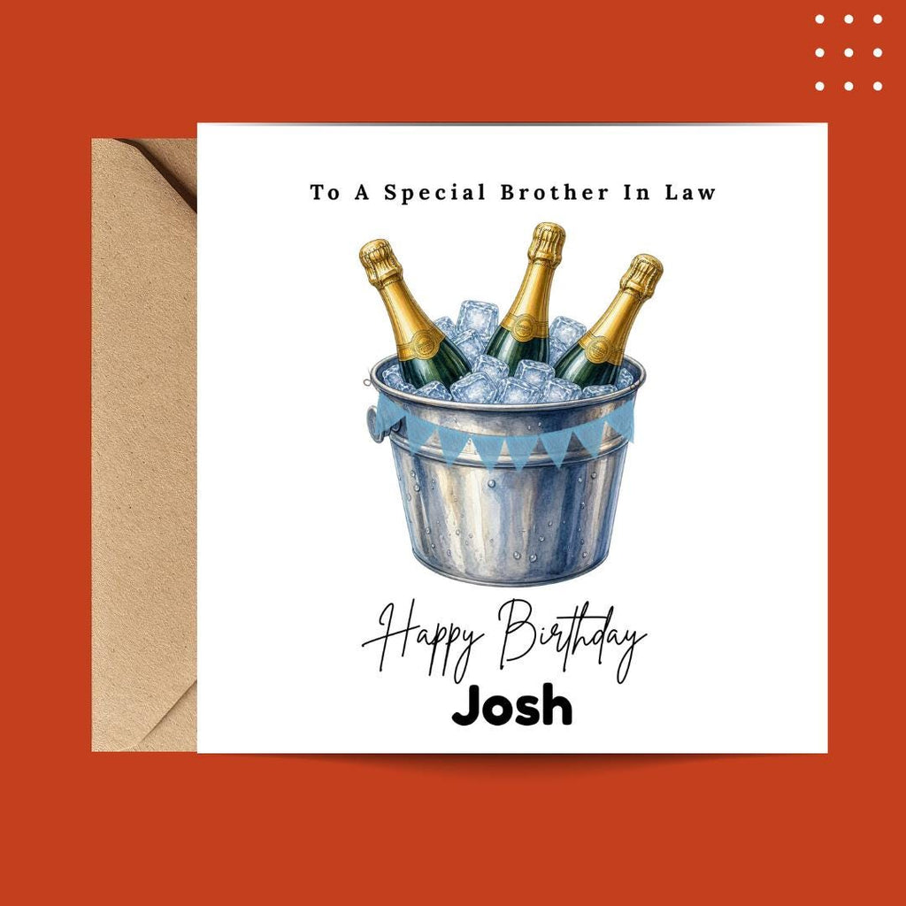 Personalized Brother In Law Birthday Card, Custom Name Beer Birthday Cards for Men