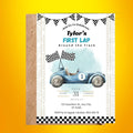 Race Car First Birthday Invitation Boy, | “First Lap” Racing Theme Invite | Editable Digital Printable 1st Birthday Invitation