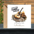 Personalized Acoustic Guitar Birthday Card, Custom Name & Relationship Birthday Card For Son Grandson Husband Him