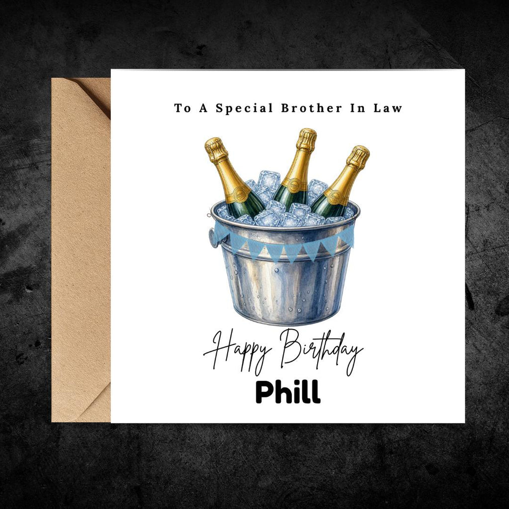 Personalized Brother In Law Birthday Card, Custom Name Beer Birthday Cards for Men