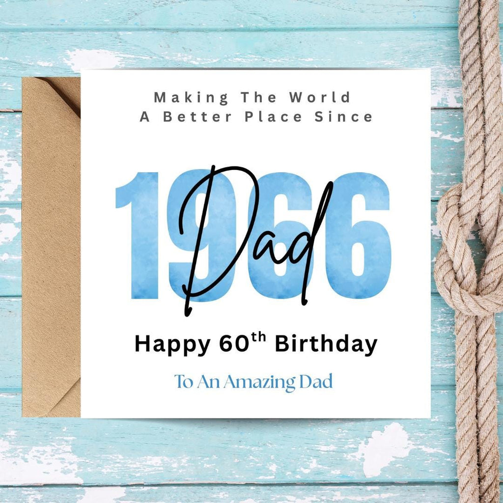 Personalized 60th Birthday Card For Dad, Birth Year Custom Name Greeting